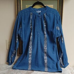 Vintage Hand Woven Indigo Shirt from Guatemala